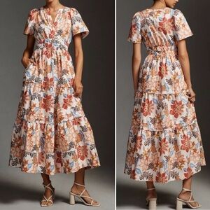 NWT Anthropologie The Somerset Maxi Dress in Botanical Motif
